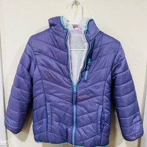 Eddie Bauer Kids Lavender Puffer Jacket Reversible for girls size M(10/12)
